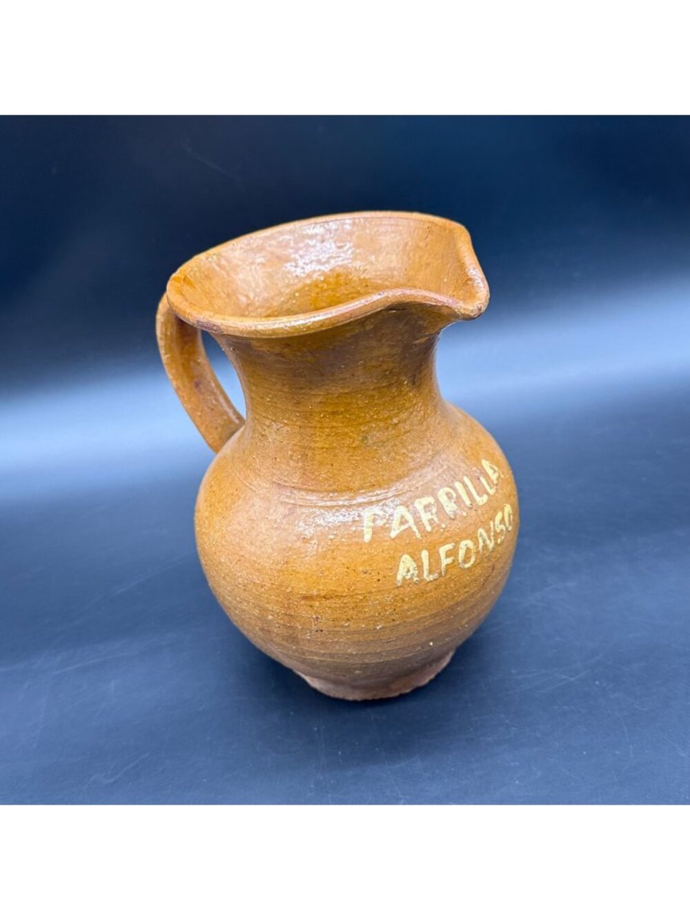 Vintage Rustic Handmade Clay Pitcher Alfonso Grill Restaurant Mexico Terracotta
